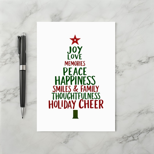 Holiday Cheer Word Tree Christmas Card