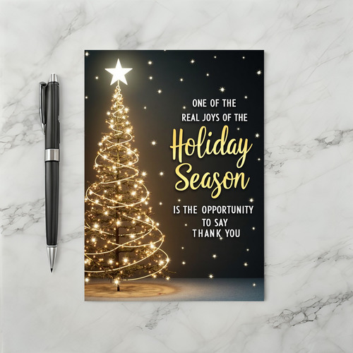 Holiday Thank You Card with Christmas Tree and Star