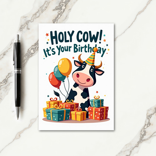 Holy Cow Birthday Illustration Card