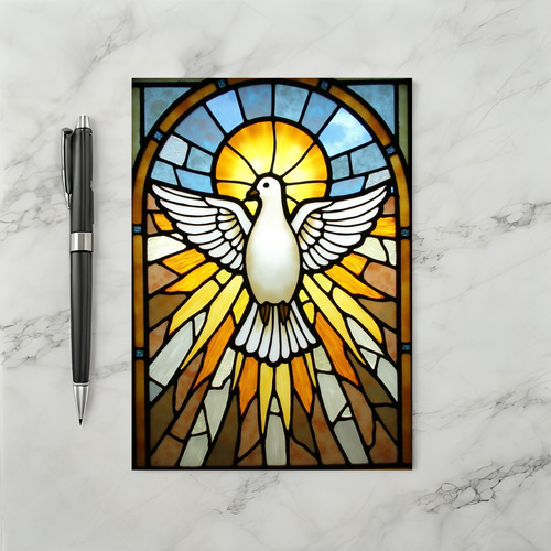 Holy Spirit Dove Stained Glass Card
