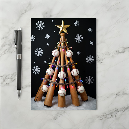 Home Run Christmas Tree Card