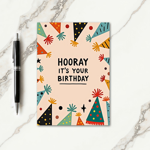 Hooray Birthday Festive Border Card