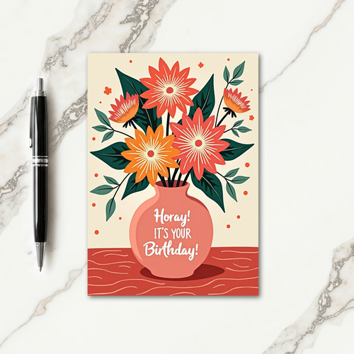 Hooray Birthday Floral Card