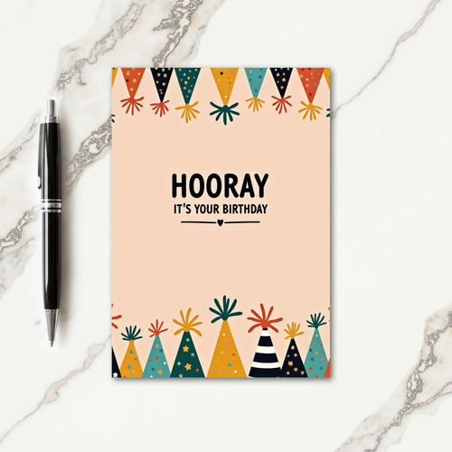 Hooray Birthday Party Hat Card