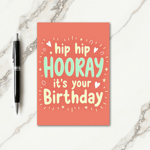 Hooray Coral Birthday Card