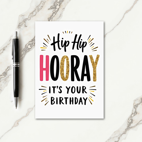 Hooray Glitter Birthday Card