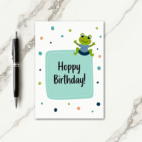 Hoppy Green Frog Birthday Card