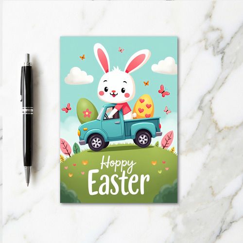 Hoppy Spring Holiday Rabbit Truck Card