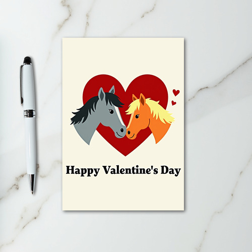Horses In Love Valentines Day Card
