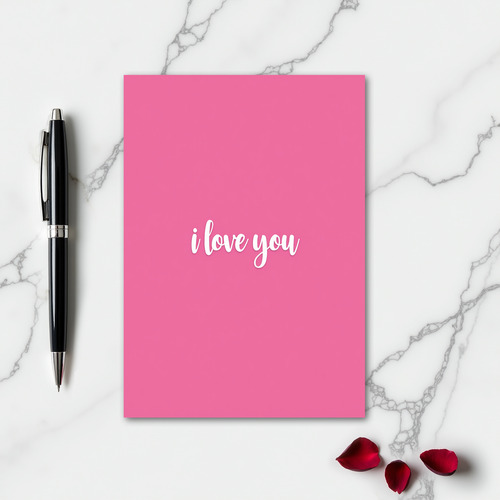 Hot Pink Embossed I Love You Card