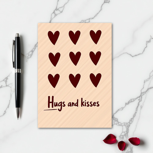 Hugs And Kisses Hearts Love Card