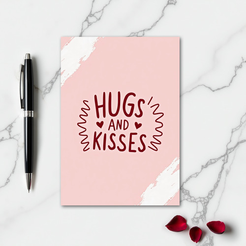 Hugs And Kisses Maroon Love Card