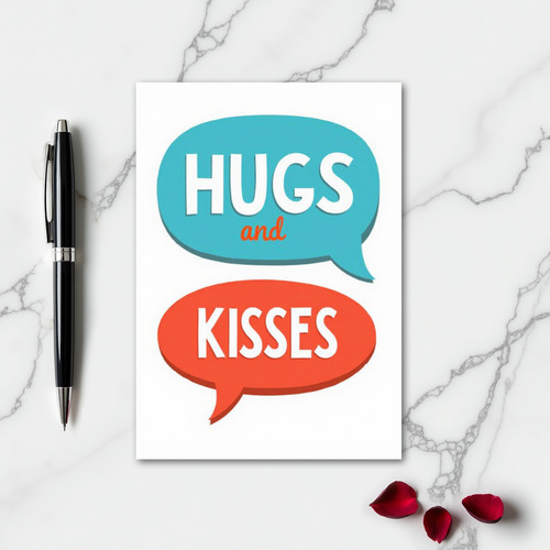 Hugs Kisses Graphic Love Card