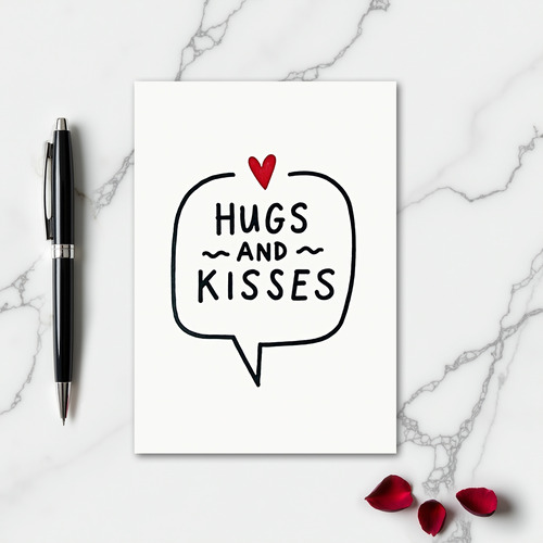 Hugs Kisses Heart Pattern Card