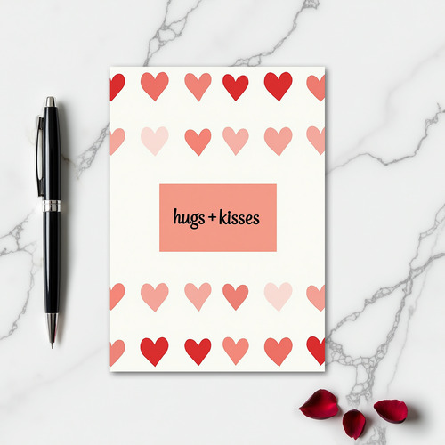 Hugs Kisses Lovely Hearts Card