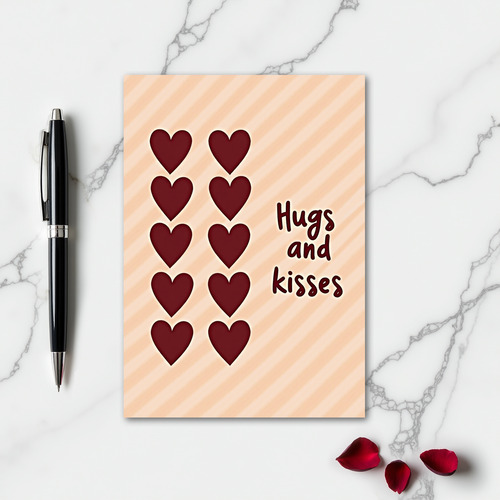 Hugs Kisses Peach Love Card