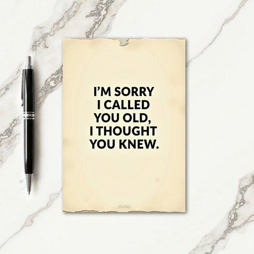 Humorous Birthday Aged Paper Card