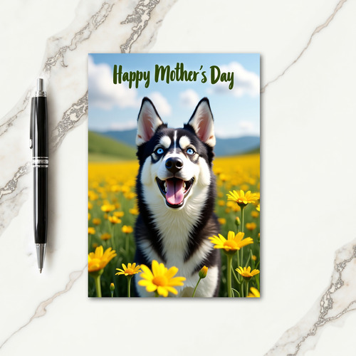 Husky Mothers Day Illustration Card