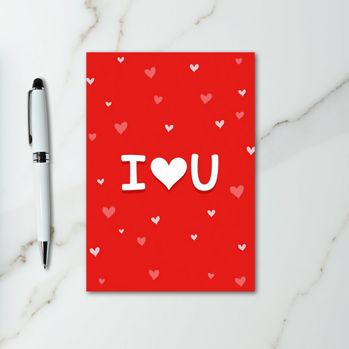 I Heart U Red Hearts Card