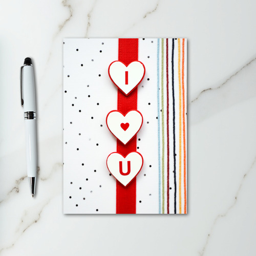 I Heart U Striped Polka Dot Card