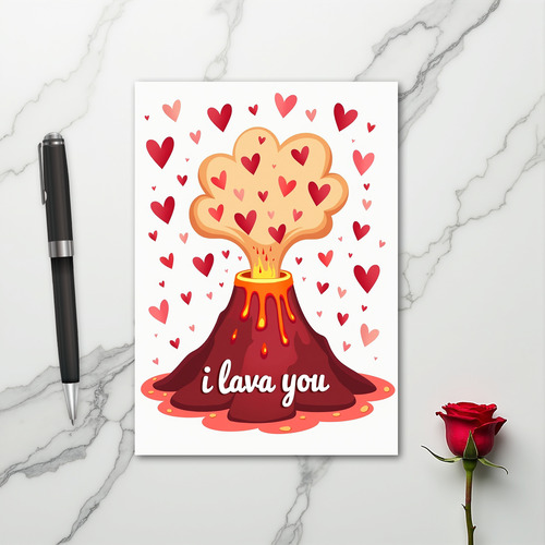 I Lava You Funny Love Volcano Card