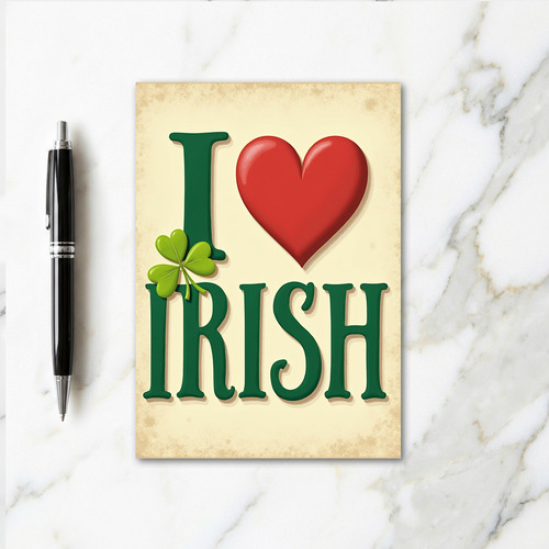 I Love Irish Retro Style Card