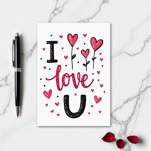 I Love U Hearts Greeting Card