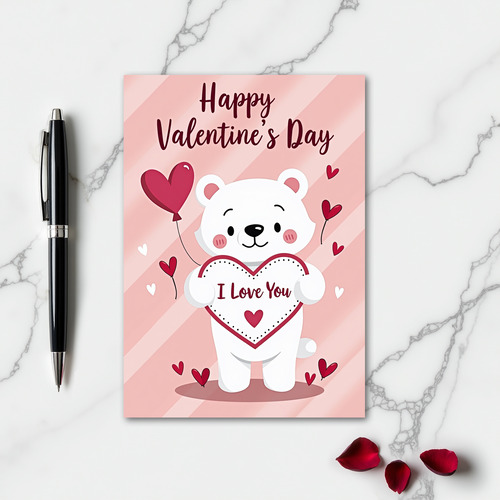 I Love You Bear Valentines Day Card