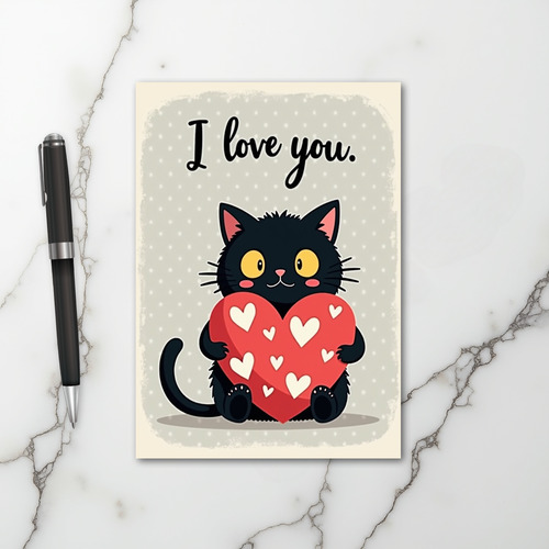 I Love You Black Cat Card