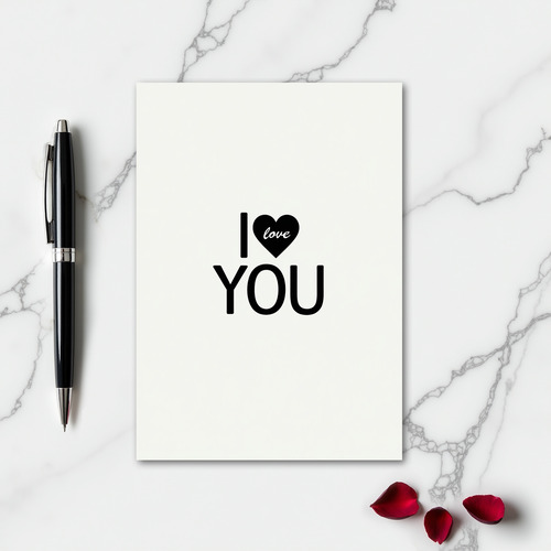 I Love You Black Heart Romantic Card