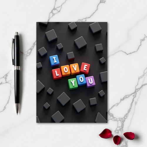 I Love You Block Letter Card