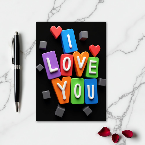 I Love You Block Text Art Card