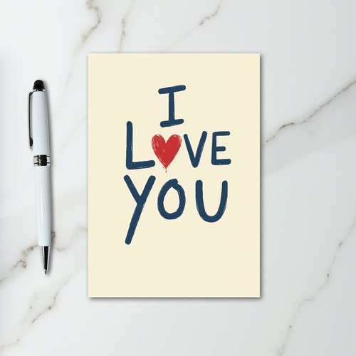 I Love You Brush Stroke Heart Card