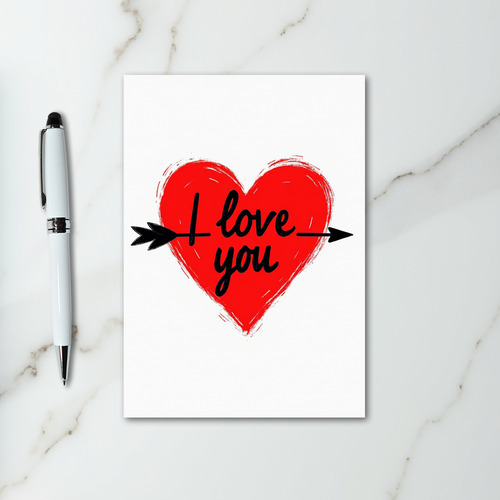 I Love You Brushstroke Heart Arrow Card