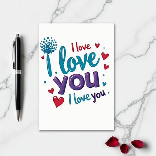 I Love You Bubble Hearts Card