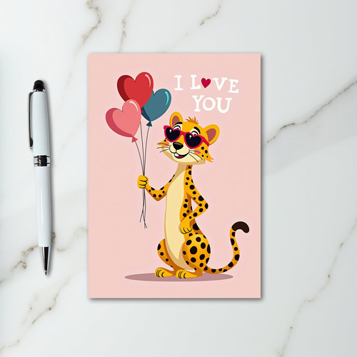 I Love You Cheetah Heart Card