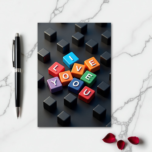I Love You Colorful Blocks Card