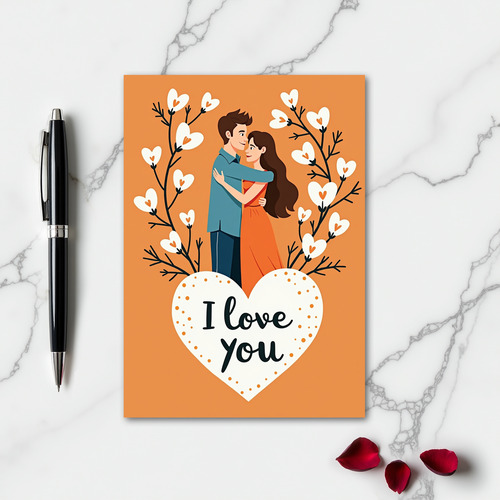 I Love You Couple Dot Pattern Card