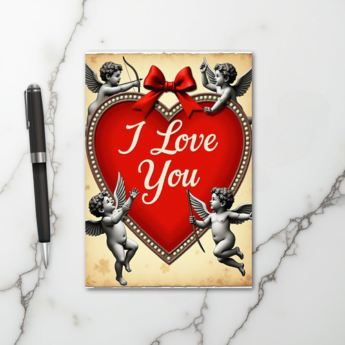 I Love You Cupid Heart Card