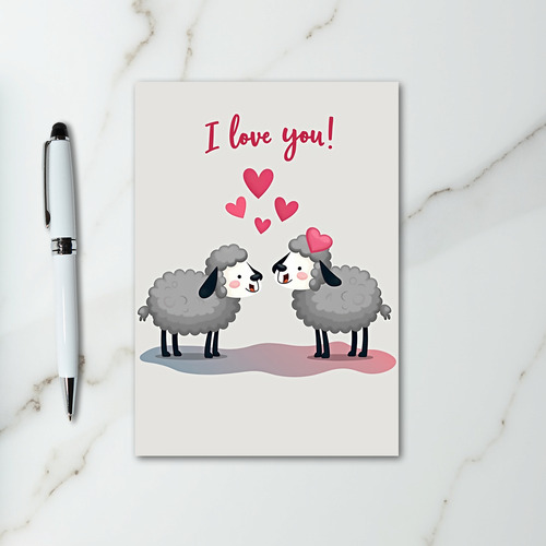 I Love You Cute Sheep Hearts Card