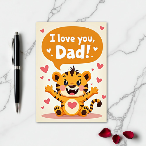 I Love You Dad Cute Tiger Card