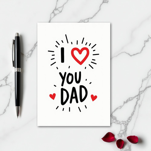 I Love You Dad Hearts Art Card