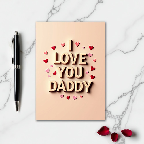 I Love You Daddy Cream Text Card