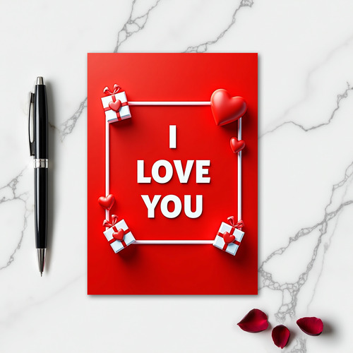 I Love You Faux Gold Foil Card