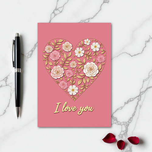I Love You Floral Heart Card