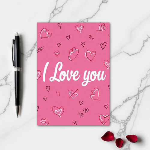 I Love You Fuchsia Pink Card