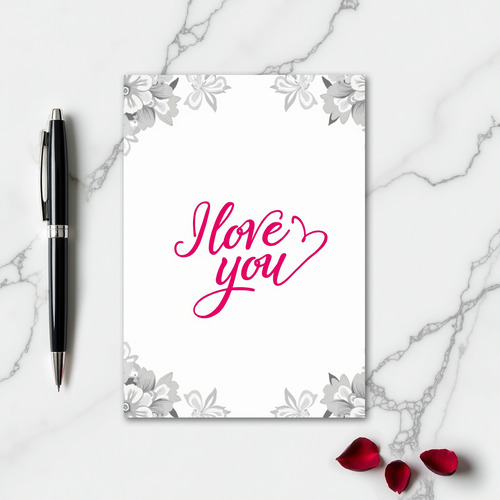 I Love You Fuchsia Script Card