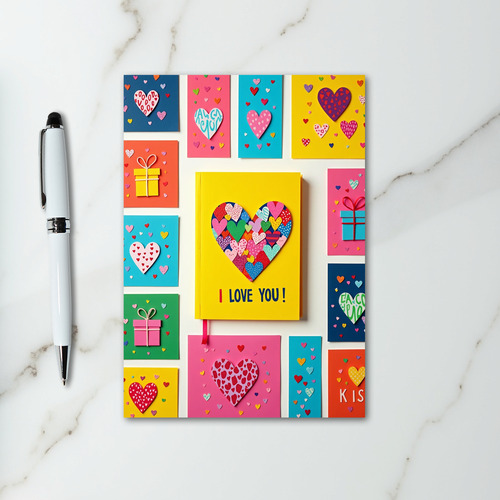 I Love You Glitter Hearts Card