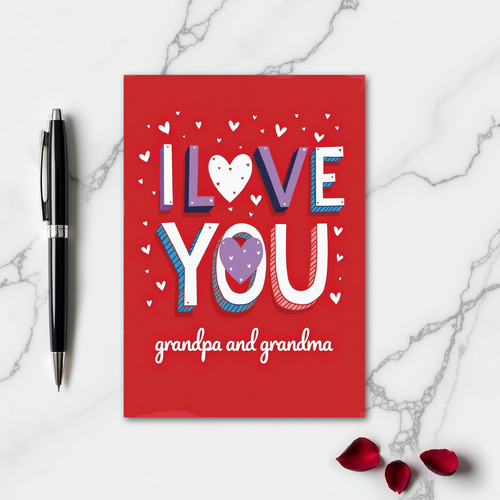 I Love You Glitter Texture Card