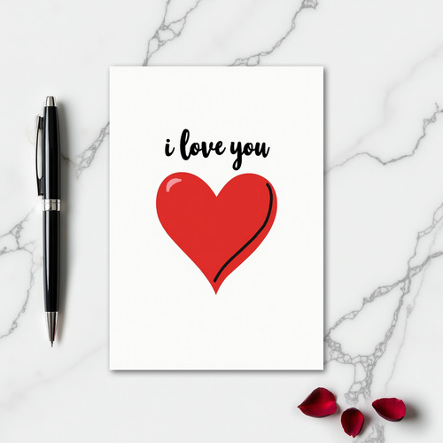 I Love You Glossy Heart Love Card